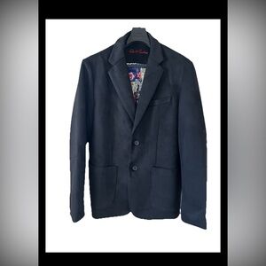 $328 Mens Robert Graham Faux Suede Sport Coat Black Large